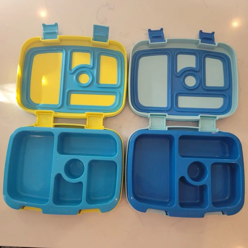 Bentgo Kids Leak Proof 5 Compartment Lunch Box Blue & Yellow Lot of 2 School